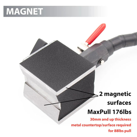 Beefy Flexible Arm Magnetic Stand For Digital Dial Indicators MGBR 04 With 176 Lbs Holding Power Magnetic Base close-up