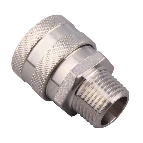 DERNORD stainless steel quick-disconnect fitting, knurled coupling, 1/2" male pipe thread, home brewing connector