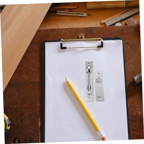 Hidden Pivot Hinge 1Set Heavy Duty Door Hardware With 180 Degree Rotatable Design shown on clipboard with pencil on wood surface