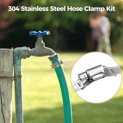32.8 Ft 304 Stainless Steel Hose Clamp Kit With 20 Heavy Duty Fasteners for adjustable perforated strapping on hose