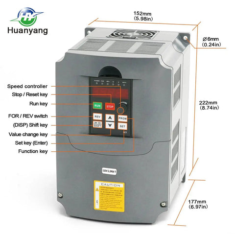 110V To 220V Variable Frequency Drive For 3 Phase Motors With Single Phase Input 50 60 Hz Easy Installation RS485 front view
