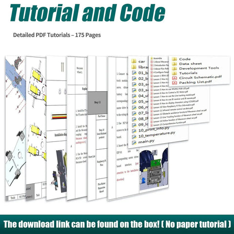 PDF tutorials for 4WD Omni Directional Mecanum Wheels Robotic Car Kit For Raspberry Pi Pico MicroPython kit