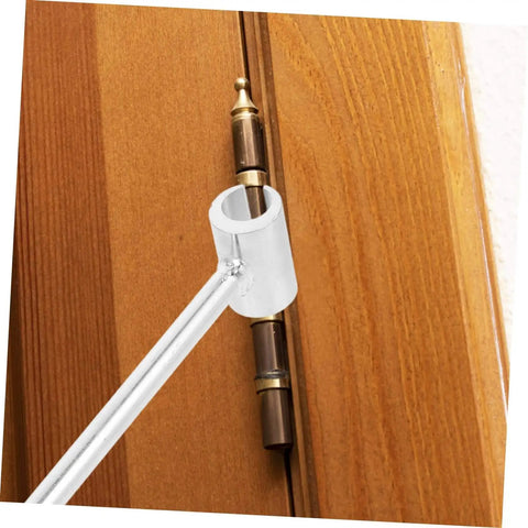 Pro Grade Adjustable Hinge Wrench For Heavy Duty Doors And Furniture, Ergonomic Portable Hinge Repair Tool in use on wooden door hinge