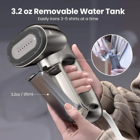 Magic 1 Vacuum Steamer For Clothes With 2300Pa Fabric Grip One Handed Operation showing 3.2 oz removable water tank