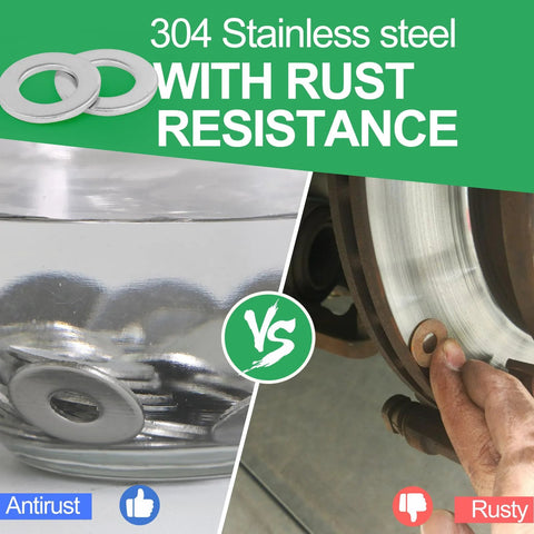 Stainless steel flat washers, 2 in outer diameter, 1 in inner diameter, 304 grade, pack of 5