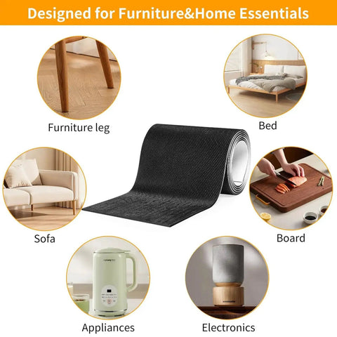 Non Slip Furniture Pads Self Adhesive Rubber Sheets 4 By 40 Inch Cuttable Anti Skid Pads for furniture, sofas, appliances, electronics.