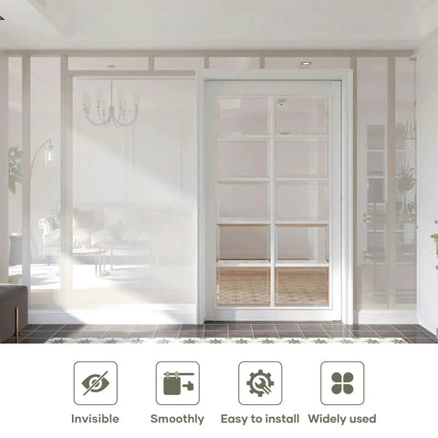 Eight Foot Sliding Pocket Door Hardware Kit with aluminum box rail track installed in modern interior space