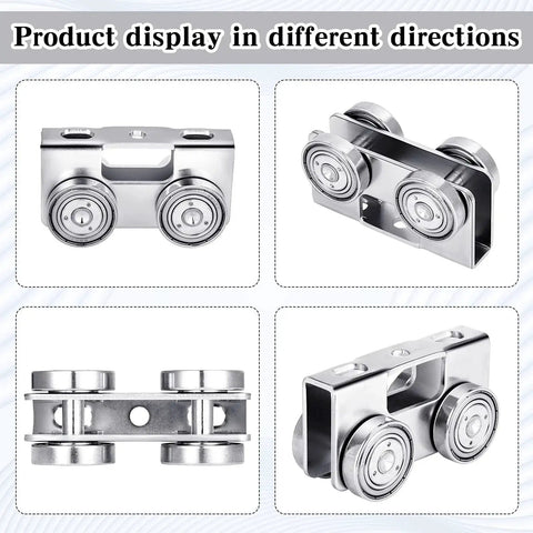 Four Pack Heavy Duty Wheel Trolley Assembly Rollers For Stable Silent Operation, Compatible With 1-5/8 Inch Strut Channel