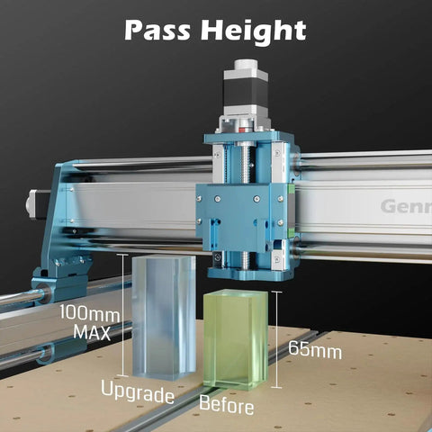 Beefed-Up 4040-PRO MAX CNC Router With 710W Spindle Drive, Linear Rail Precision On X And Z Axes, Reinforced Spoilboard With T-Track, 410 X 405 X 77 Millimeters Work Area, GRBL Control For Wood Metal And Acrylic Cutting And Milling demonstrating pass height upgrade.