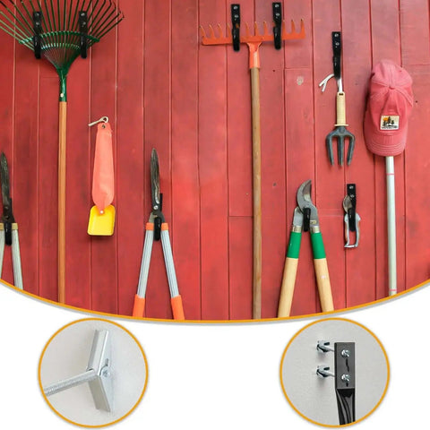 Heavy Duty Quarter Inch Toggle Bolts For Drywall Kit, tools on red panel, close-ups of installed galvanised anchors and screws