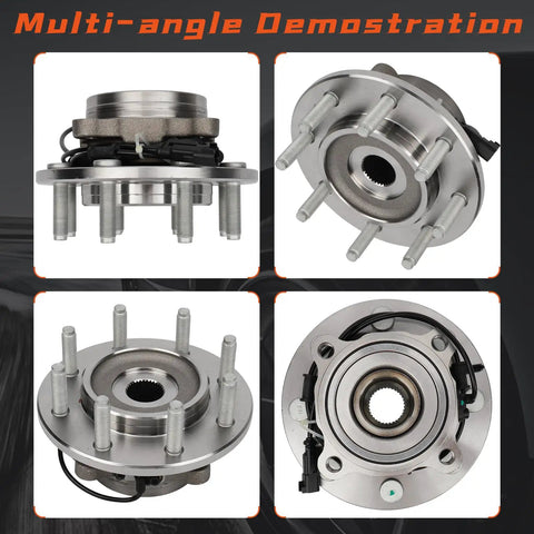 Front Wheel Hub And Bearing Assembly For 2006 To 2008 Dodge Ram 1500 2500 3500 4x4 8 Lug Wheel With ABS Replacement shown in multiple angles