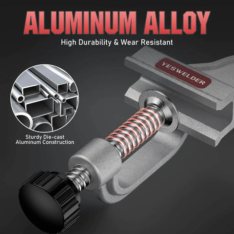 90 Degree Tube Clamp Aluminum Right Angle Corner Clamp for Welding, Woodworking, Diy Projects and Cabinet Making, Heavy Duty Aluminum Alloy Clamp with Anti Slip Teeth for Secure, Precise 90 Degree Angles showing die-cast construction.