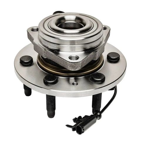 4WD Front Wheel Bearing Hubs Assembly Set For Chevy Silverado 1500, GMC Sierra 1500 front view with wires and bolts