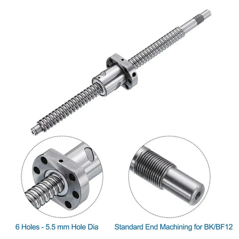 SFU1605 ball screw kit with 350mm length, 16mm diameter, anti-backlash nut, standard end machining for BK BF12 CNC machines