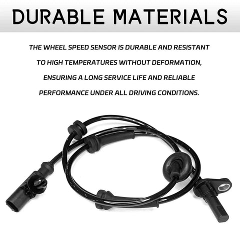 Left rear ABS wheel speed sensor cable in angled view, black direct-fit harness with mounting bracket