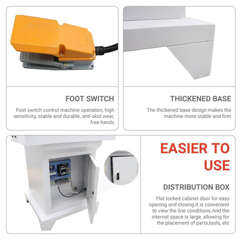 Pro Grade Pneumatic Hinge Drilling Machine with foot switch, thickened base, and locked distribution box for 110V operation.