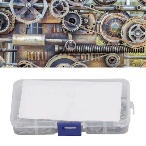 200Pcs E Clip Retaining Ring Kit With Storage Box In High Carbon Steel For Bearings Gears Pulleys Shafts And More A Go To Set For Quick Durable Fixes For Home And Workshop Projects shown in plastic storage box