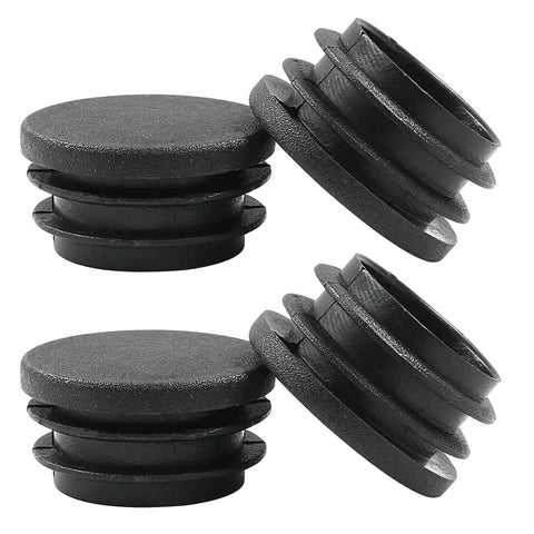 Four Pack One And A Quarter Inch Round Plastic Hole Plugs Black End Caps For Round Metal Tubes Floor Safe Glide Prevent Scratches