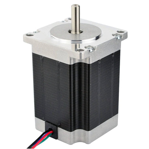 Nema 23 CNC stepper motor, 76mm frame, bipolar, 269oz.in, 2.8A, black body with silver end caps