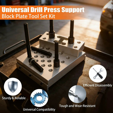 Universal 30 Ton Bearing and Bushing Press Fixture Kit with aluminum plate and bolts for hydraulic shop press support