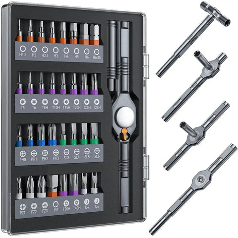 32In1 T Handle Magnetic Ratcheting Screwdriver Set With Freely Interchangeable Grip Styles And 32 S2 Alloy Bits DIY Ready Multi Mode Handle