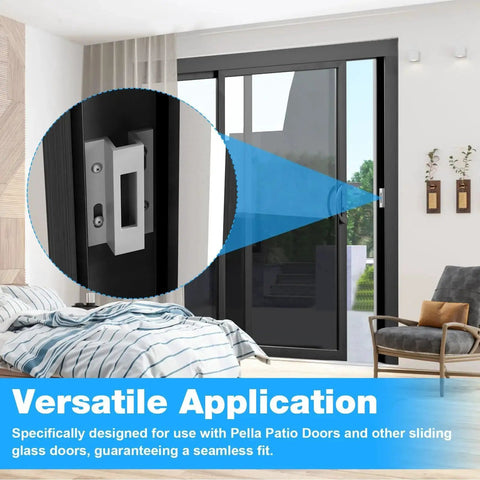 Sliding Door Keeper And Hook Style Latch Replacement E2124 Latch Lock For Micron 1200 Series And Viking Sliding Glass Doors with white extruded aluminum