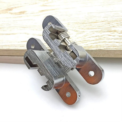 2Pcs Stainless Steel Hidden Hinges For 180 Degree Concealed Folding Doors, Invisible Cross Hinge For Cabinets Gates And Home Hardware
