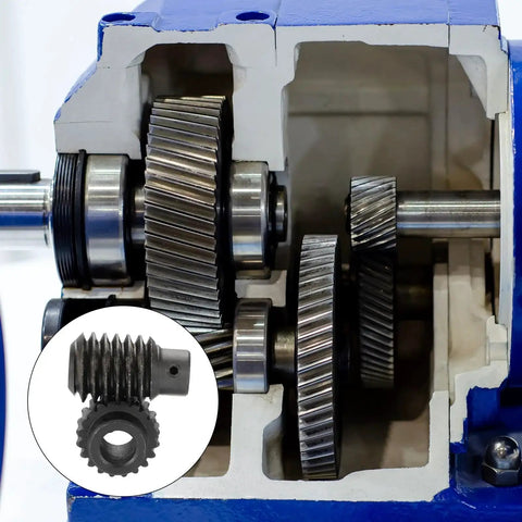Beefy 1045 Steel Worm Gear Set With 20 Teeth 1.25 Module One To Twenty Reduction Right Rotation Drive Gear shown in gearbox.