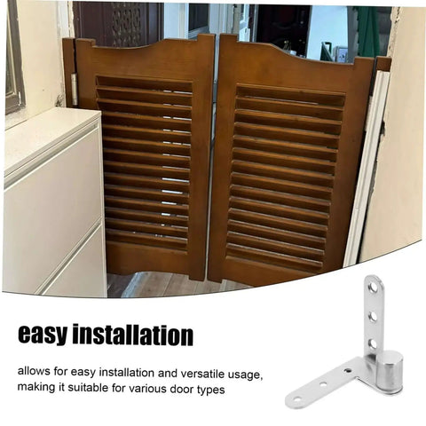Hidden Door Pivot Hinges Stainless Steel installed on wooden panels, showing easy installation and versatility for secret bookcase doors.