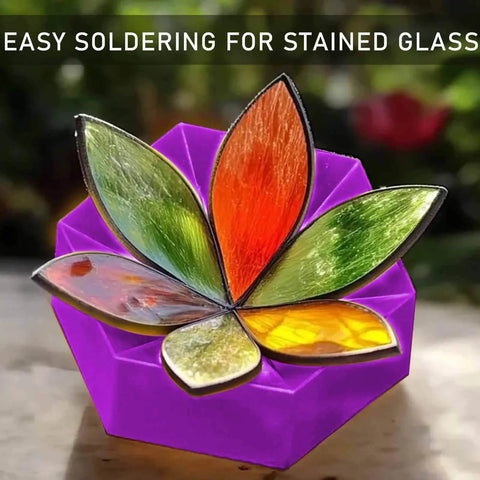 Stained Glass Soldering Jig 4 Layer Flower Mold Set For Succulent Glass Art Six Petal Shape Mold with vibrant colored petals