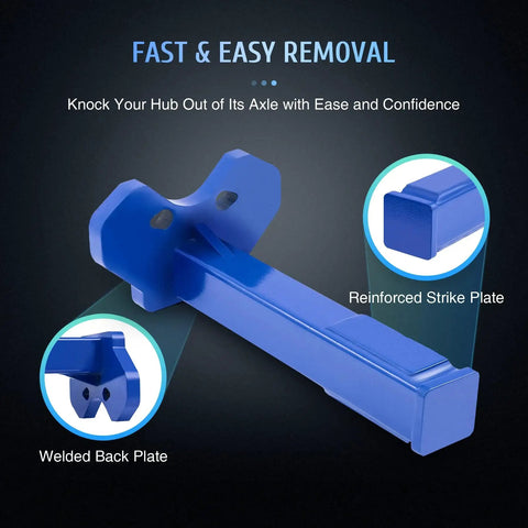 Universal Wheel Hub Removal Tool Kit With Hub Shocker for 5, 6, and 8 Lug Hubs featuring reinforced strike and welded back plate.