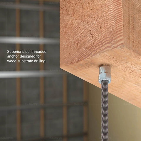Vertical Threaded Rod Anchor For Wood, Three And One Half Inch Screw, Zinc Finish Steel, Quarter Inch Screw Length, Easy Install