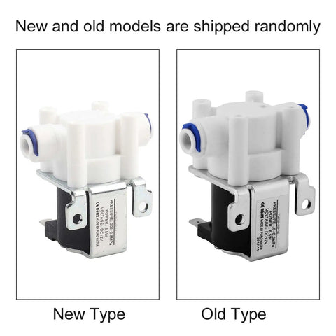 DC 12V Solenoid Valve Normally Closed For Water Purifier And Filter Systems With Copper Coil And Plastic Body, New and Old Models Shown