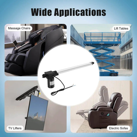 Wide applications of Beefy 12V DC Linear Actuator With 500mm Stroke, 6000N Push And 4000N Pull in massage chairs, lift tables, TV lifters.