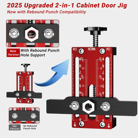 DIY Ready 2-In-1 Cabinet Door Mounting Jig With Drill Bits For Framed And Frameless Cabinets, Adjustable Positioner