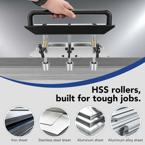 Three Station Roller for bending metal roofing materials with large radius bead roller bender, ideal for steel, aluminum, and copper.