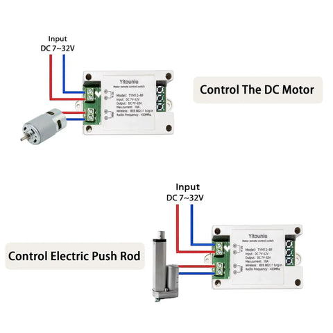 Smart WiFi And Bluetooth DC Motor Controller 10A 7 To 32V Reversible Switch With Timer Voice Control connections diagram