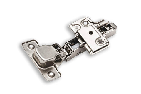 Full-overlay frameless kitchen cabinet hinge, soft-close European clip-on, silver metal