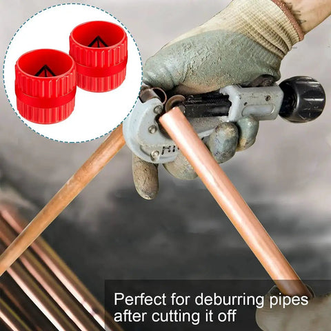 Two Pack Red Inner Outer Reamer For Pipe And Tube Deburring Chamfer Tool With Tough Plastic Body And Hardened Alloy Blade for deburring copper pipes