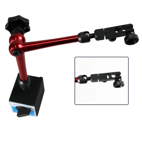 Heavy Duty Magnetic Base Test Indicator Holder With Digital Level And Adjustable Metal Tool Stand, 14 Inch Height, front view