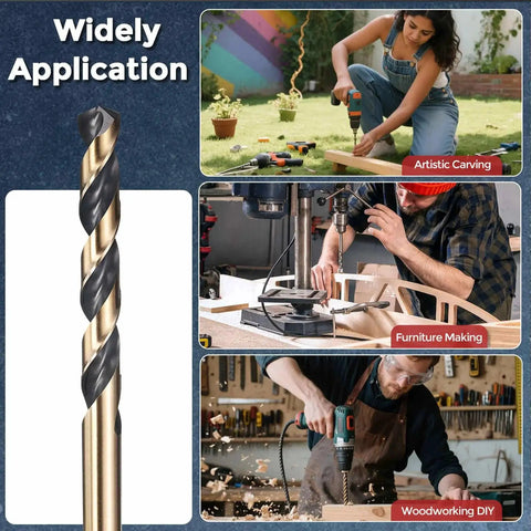 12.5mm Diameter Drill Bit Set M2 High Speed Steel Twist Bits 2 Pack With 135 Degree Split Point For Metal Wood Plastic