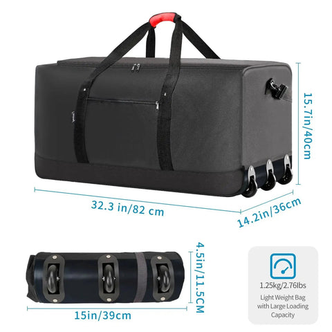 Road Trip Ready Foldable Rolling Duffel Bag With Three Wheels For Ultra Lightweight 120L Capacity Finnhomy Quality Travel Gear black