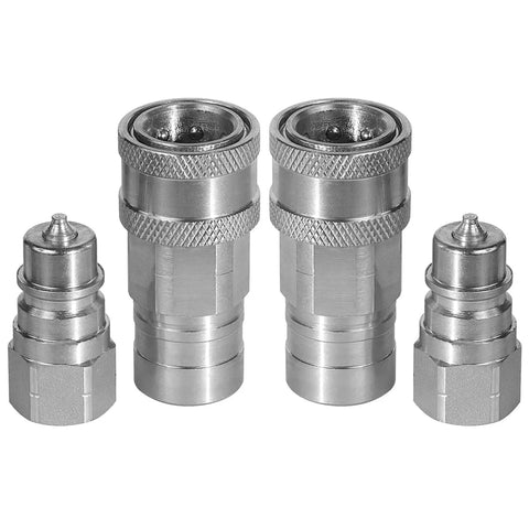 One Quarter Inch Ag ISO 5675 Hydraulic Quick Connect Pioneer Style Couplers With NPT Threads Dual Male And Female Set Dust Caps