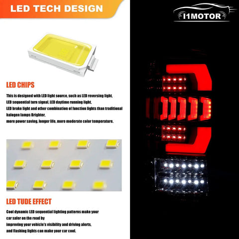 I1MOTOR LED tail light for 2000–2006 Suburban/Yukon/Tahoe; glossy black housing, clear lens, red LED brake/turn lights