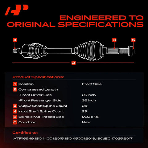 Front CV Axle Shaft Assembly Pair For Toyota Corolla 2003 2008 specifications and diagram