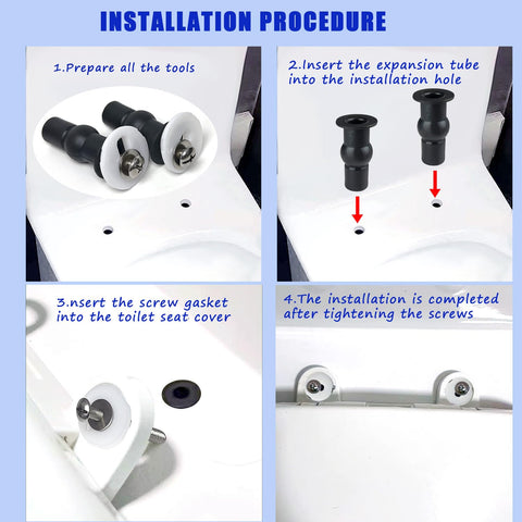 Universal Toilet Seat Bolts And Hinge Kit 4 Pack With Top Mount Screws Expanding Rubber Nuts Stainless Washers installation process