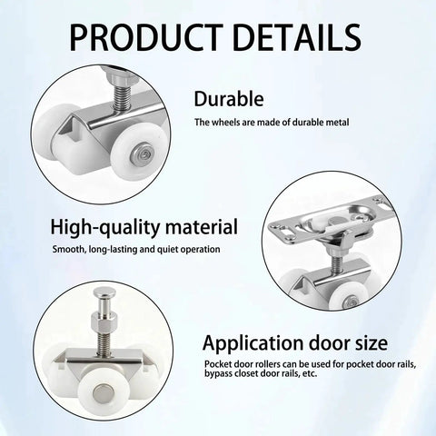 Sliding Door Rollers Replacement Kit For Three Quarter Inch Pocket Doors And Johnson Wheels, Top Hanger Rollers Details