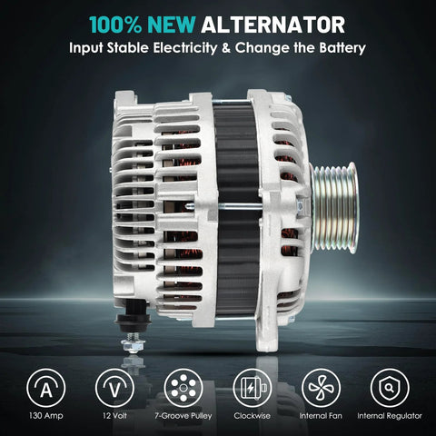 Side view of 130A 12V Replacement Car Alternator For Nissan Altima 2007-2010 Murano 2009-2014 Maxima 2009-2010 Quest 2011-2017 V6 3.5L