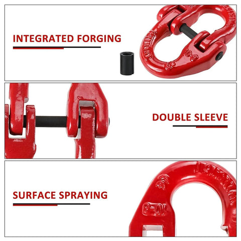 G80 Alloy Steel Hammerlock Coupling Link Five Sixteenths Inch Safety Chain Connector with Integrated Forging and Double Sleeve