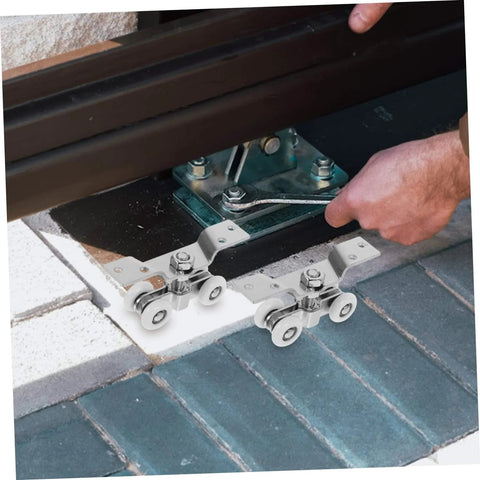 2 Pack Heavy Duty Stainless Steel Sliding Door Rollers With Silent Nylon Wheels being installed on a track
